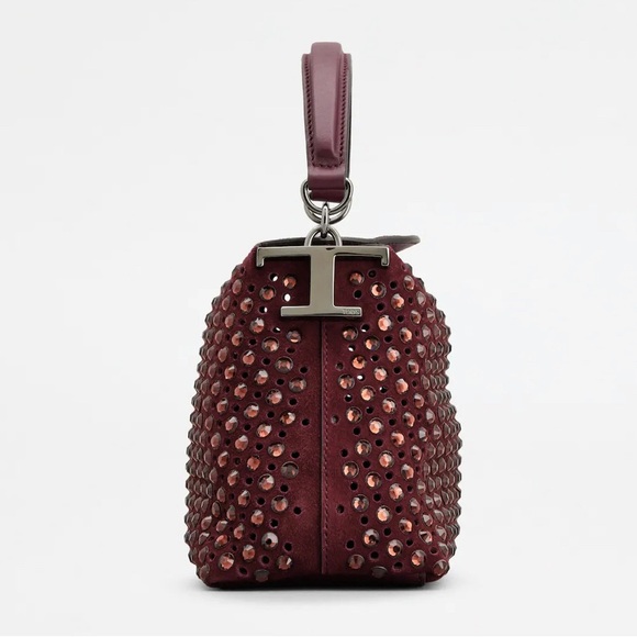 Tod's T Case Tote Messenger Bag in Suede Micro NIB - Picture 2 of 12